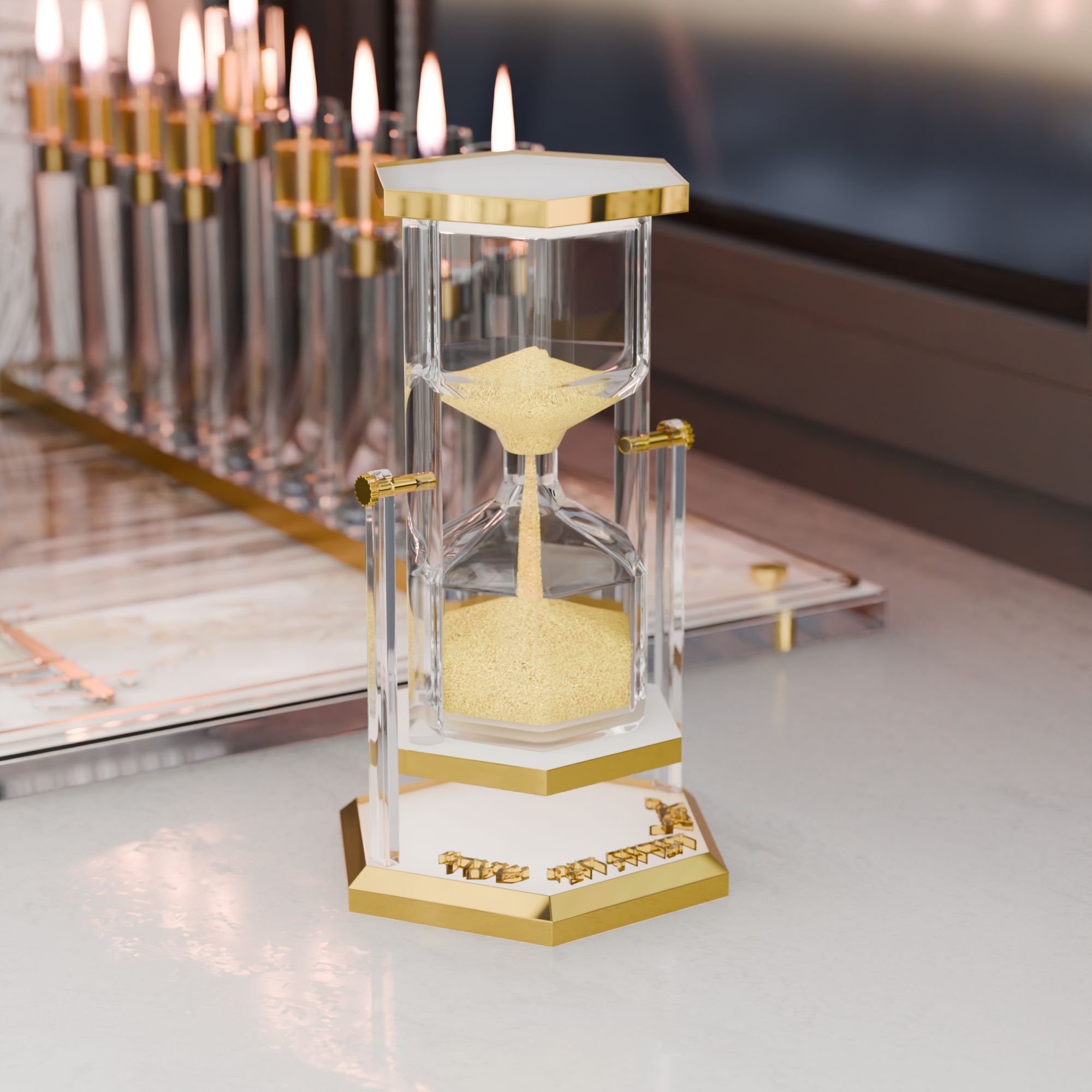 Turning 30-Min Hourglass Sand Timer Lucite Judaica | Feldart