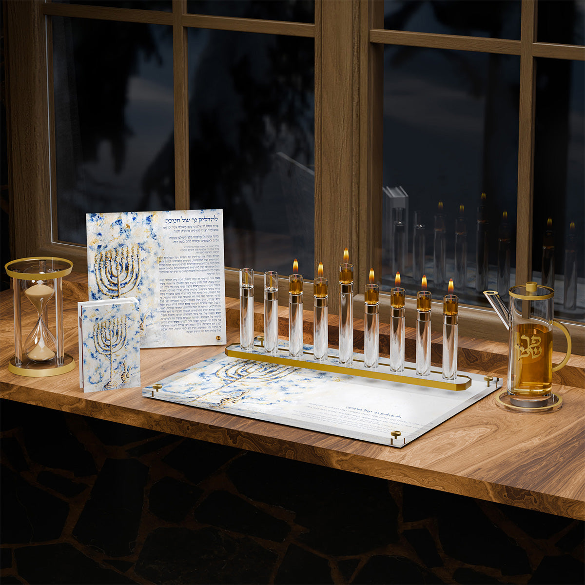 Modern Lucite Tube Menorah | Chanukah Menorah | Feldart