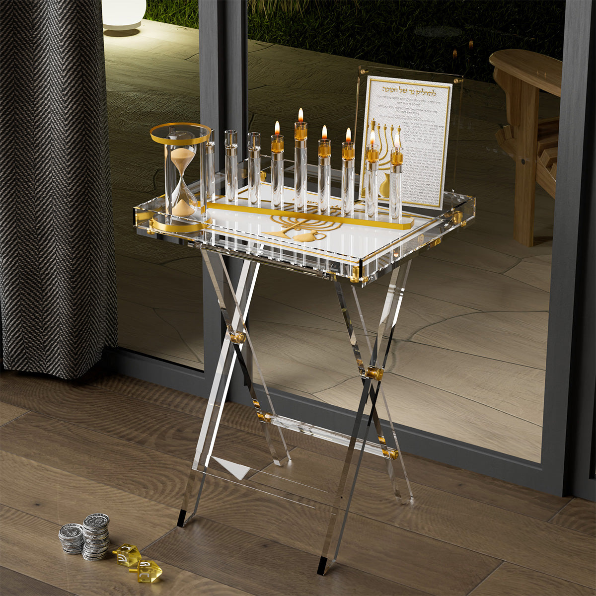Modern Lucite Tube Menorah | Chanukah Menorah | Feldart