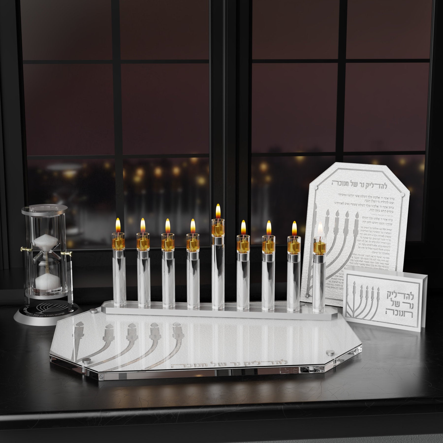 Modern Lucite Tube Menorah | Chanukah Menorah | Feldart