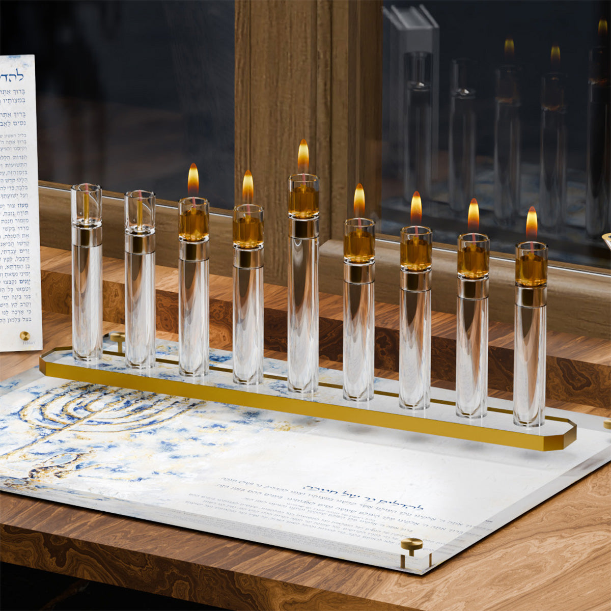 Modern Lucite Tube Menorah | Chanukah Menorah | Feldart